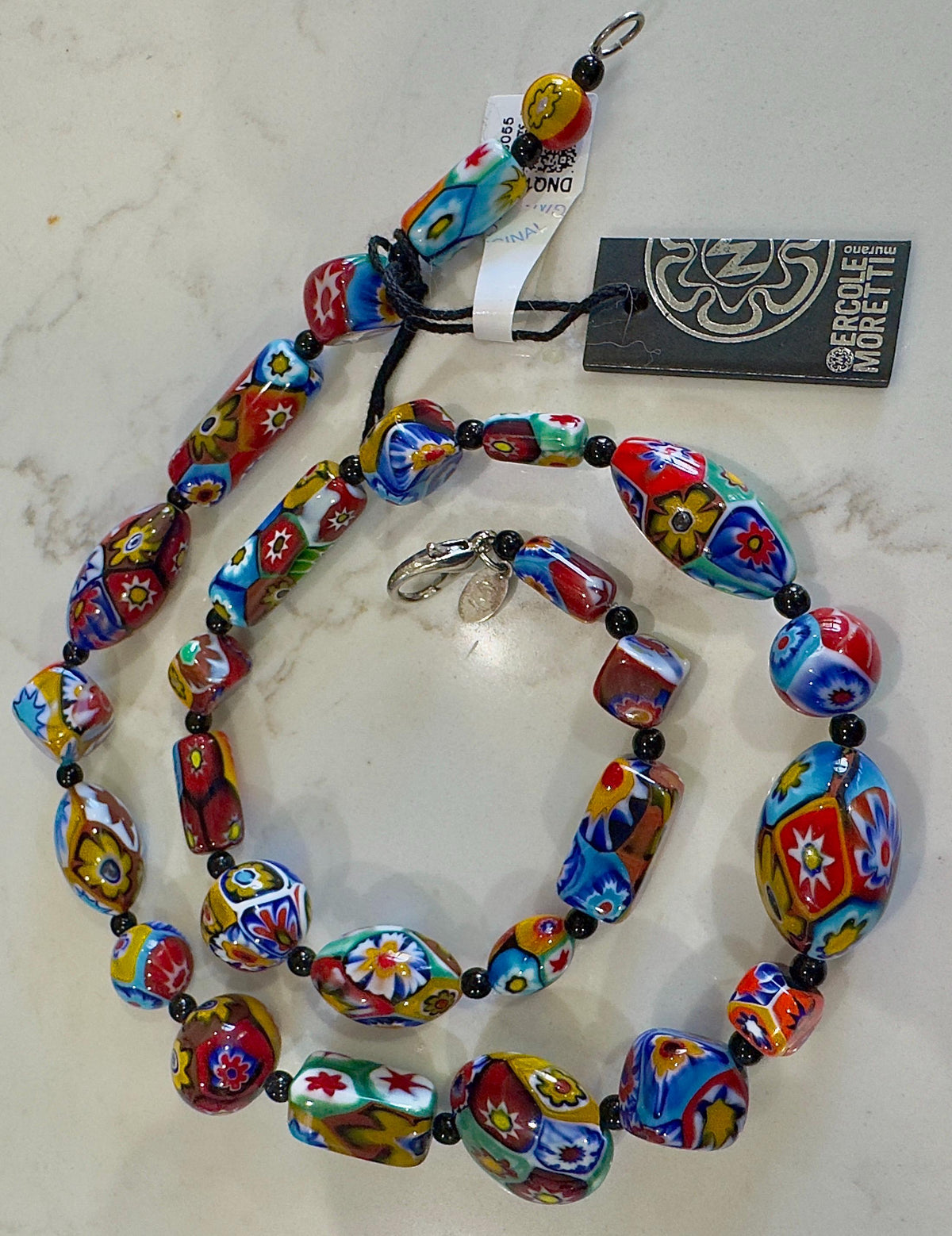 SOLD OUT Ercole Moretti Murano Millefiori Glass Bead Necklace, Italy