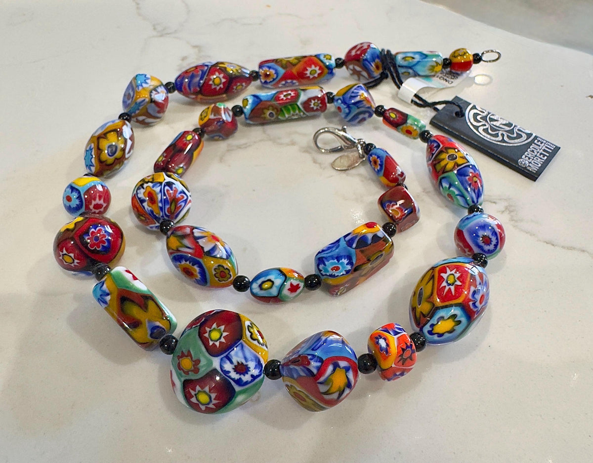 SOLD OUT Ercole Moretti Murano Millefiori Glass Bead Necklace, Italy