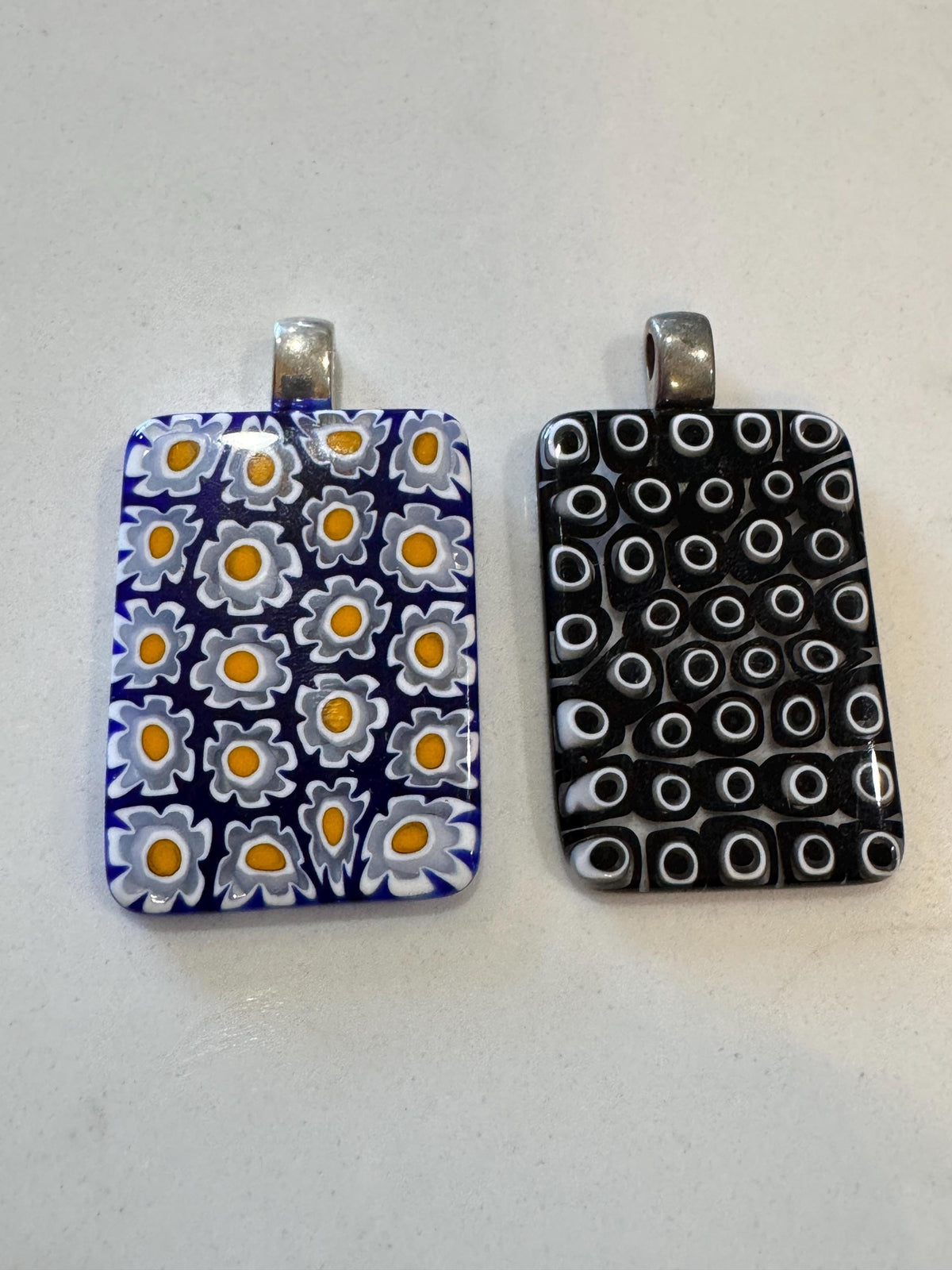 Ercole Moretti Rectangular Pendant-Choice of Black Rectangular or Blue with White