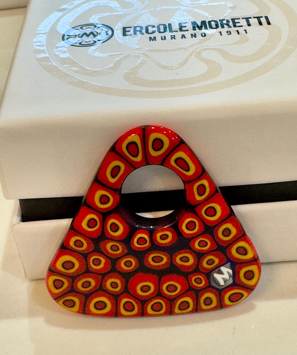 Ercole Moretti Large Triangular Pendant-Choice of Vibrant Red, Black or White