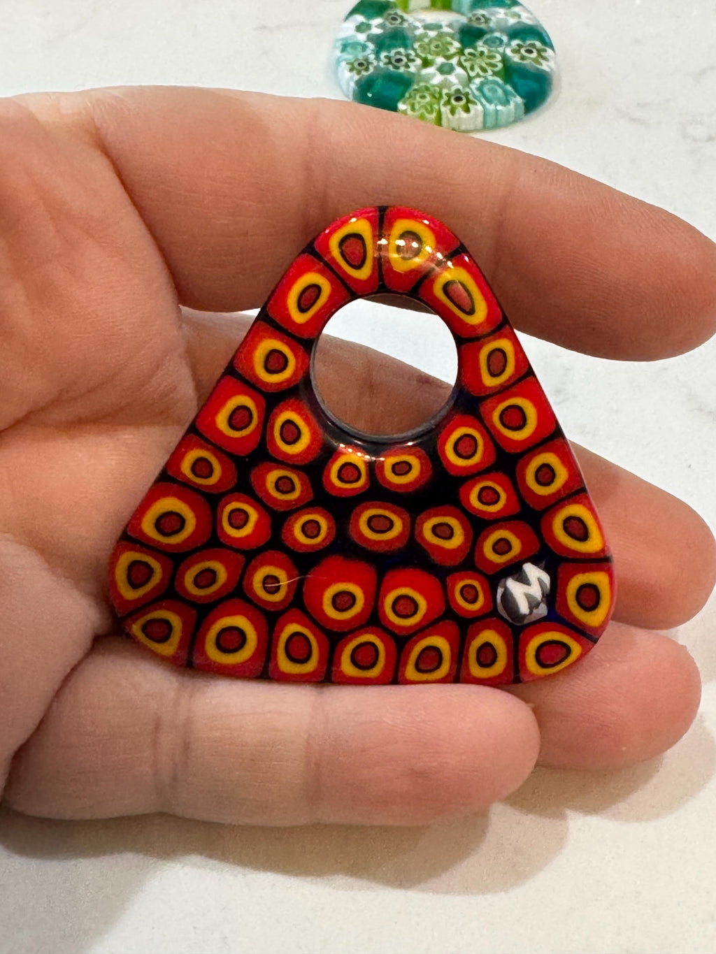 Ercole Moretti Large Triangular Pendant-Choice of Vibrant Red, Black or White