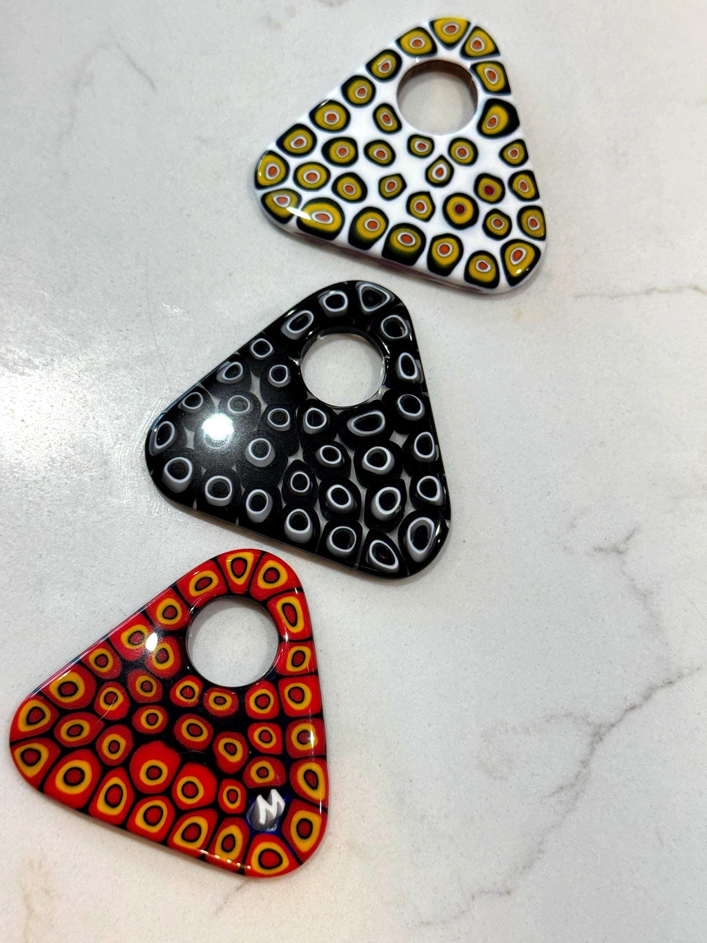 Ercole Moretti Large Triangular Pendant-Choice of Vibrant Red, Black or White