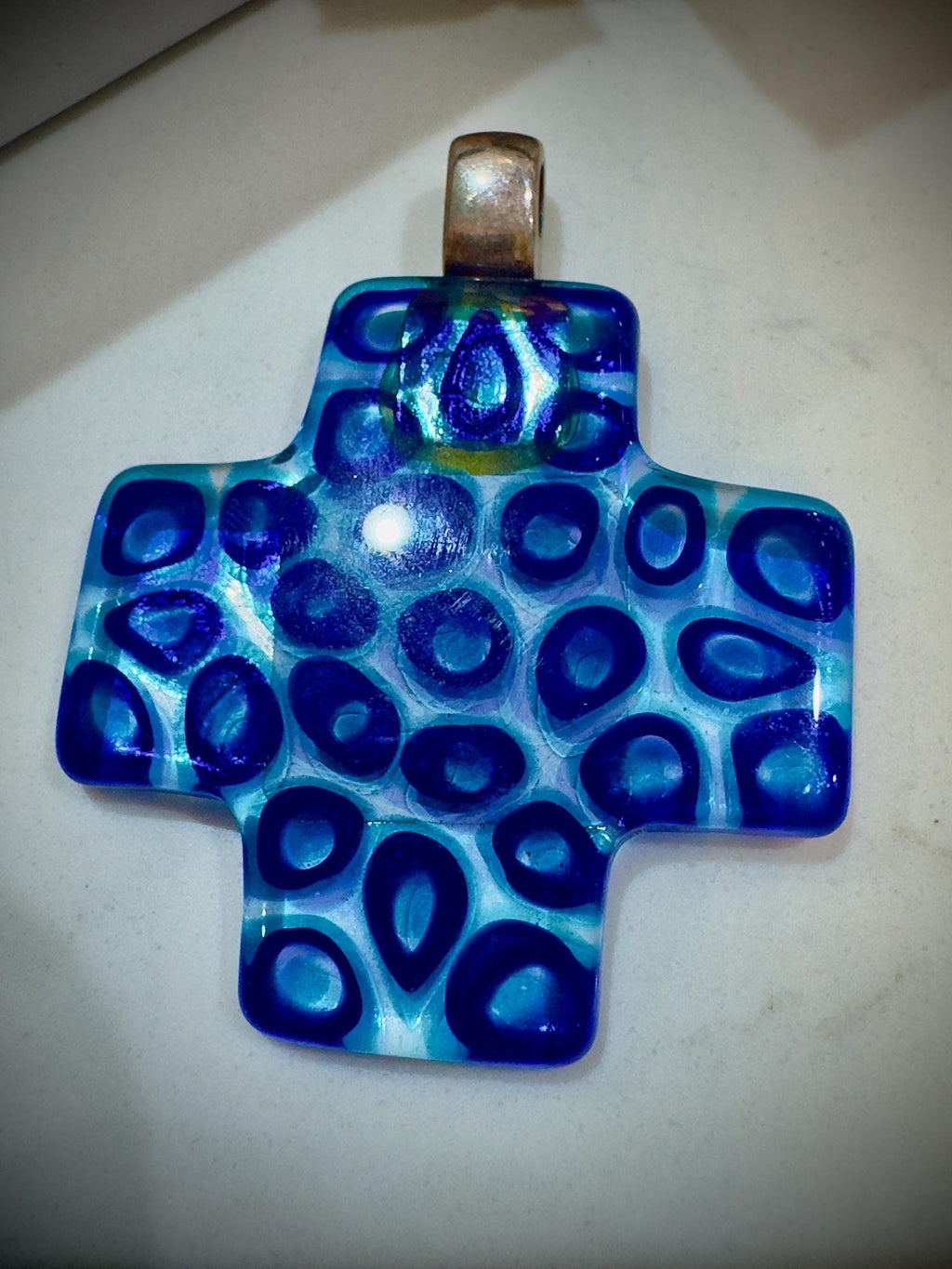 Ercole Moretti Rare Cross Pendant-Choice of or Aqua Pasiley Aqua Flowered, Cobalt Blue Pasiley, or Cobalt with Green Olives NWT