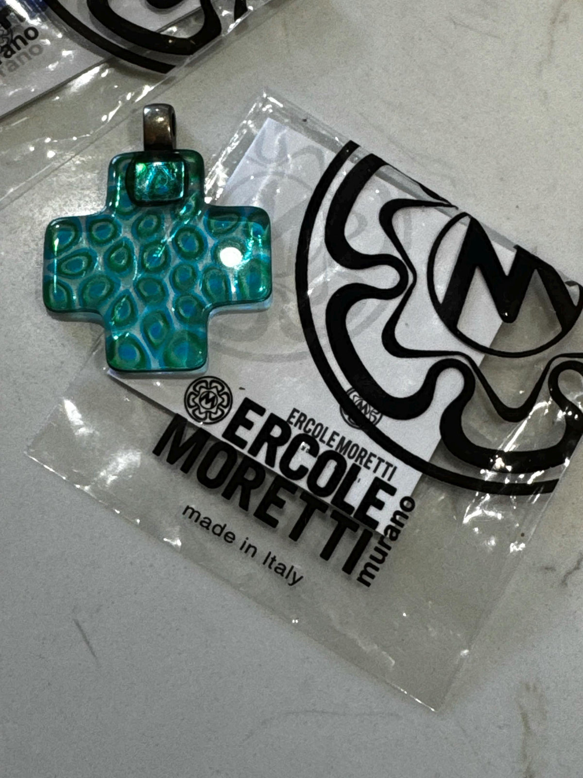 Ercole Moretti Rare Cross Pendant-Choice of or Aqua Pasiley Aqua Flowered, Cobalt Blue Pasiley, or Cobalt with Green Olives NWT