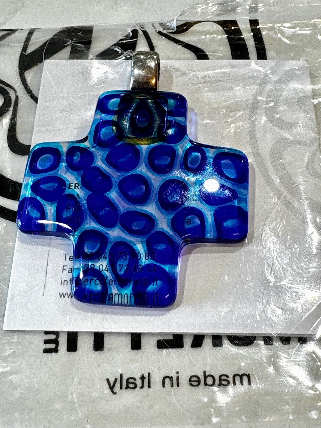 Ercole Moretti Rare Cross Pendant-Choice of or Aqua Pasiley Aqua Flowered, Cobalt Blue Pasiley, or Cobalt with Green Olives NWT