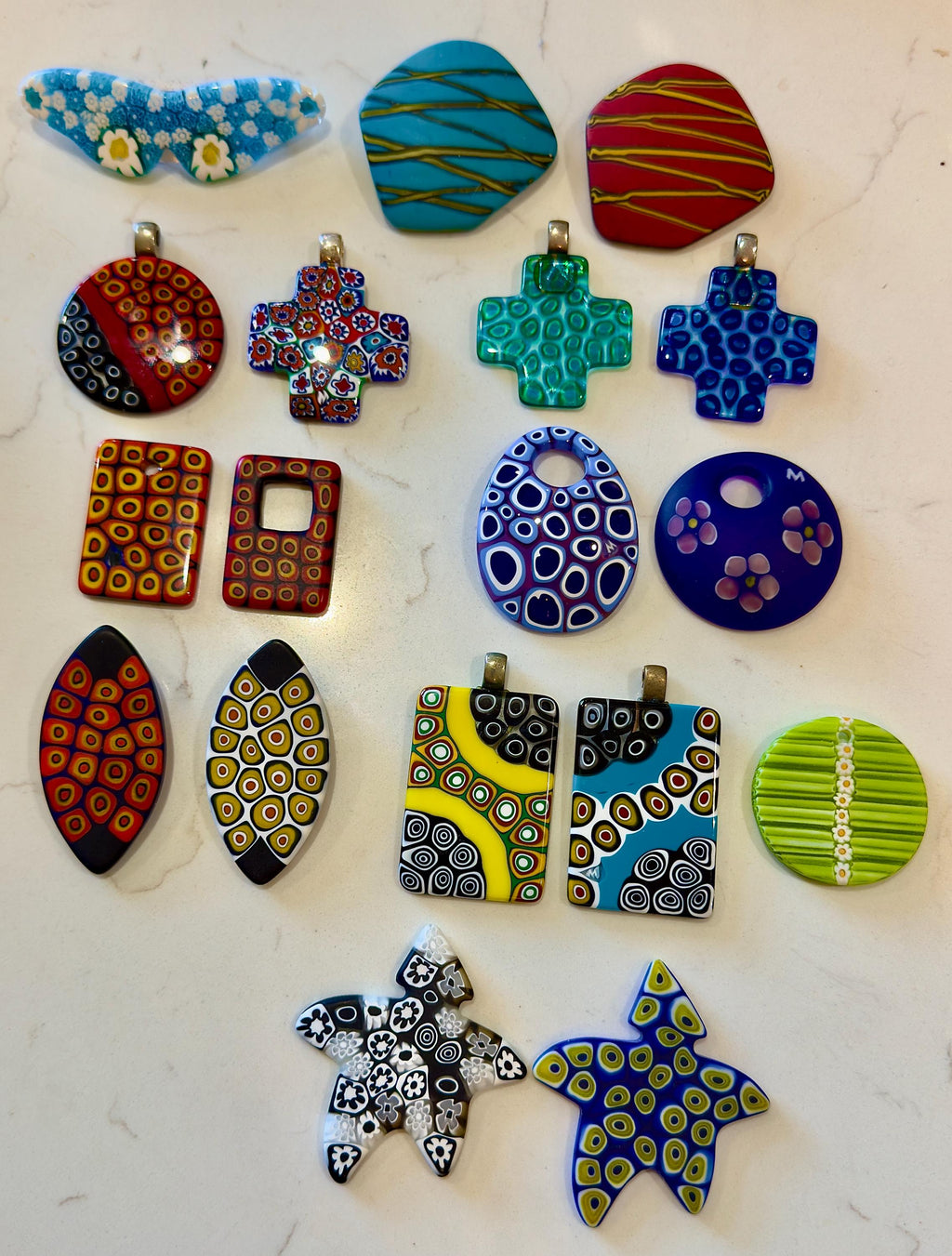 Ercole Moretti Rare Cross Pendant-Choice of or Aqua Pasiley Aqua Flowered, Cobalt Blue Pasiley, or Cobalt with Green Olives NWT