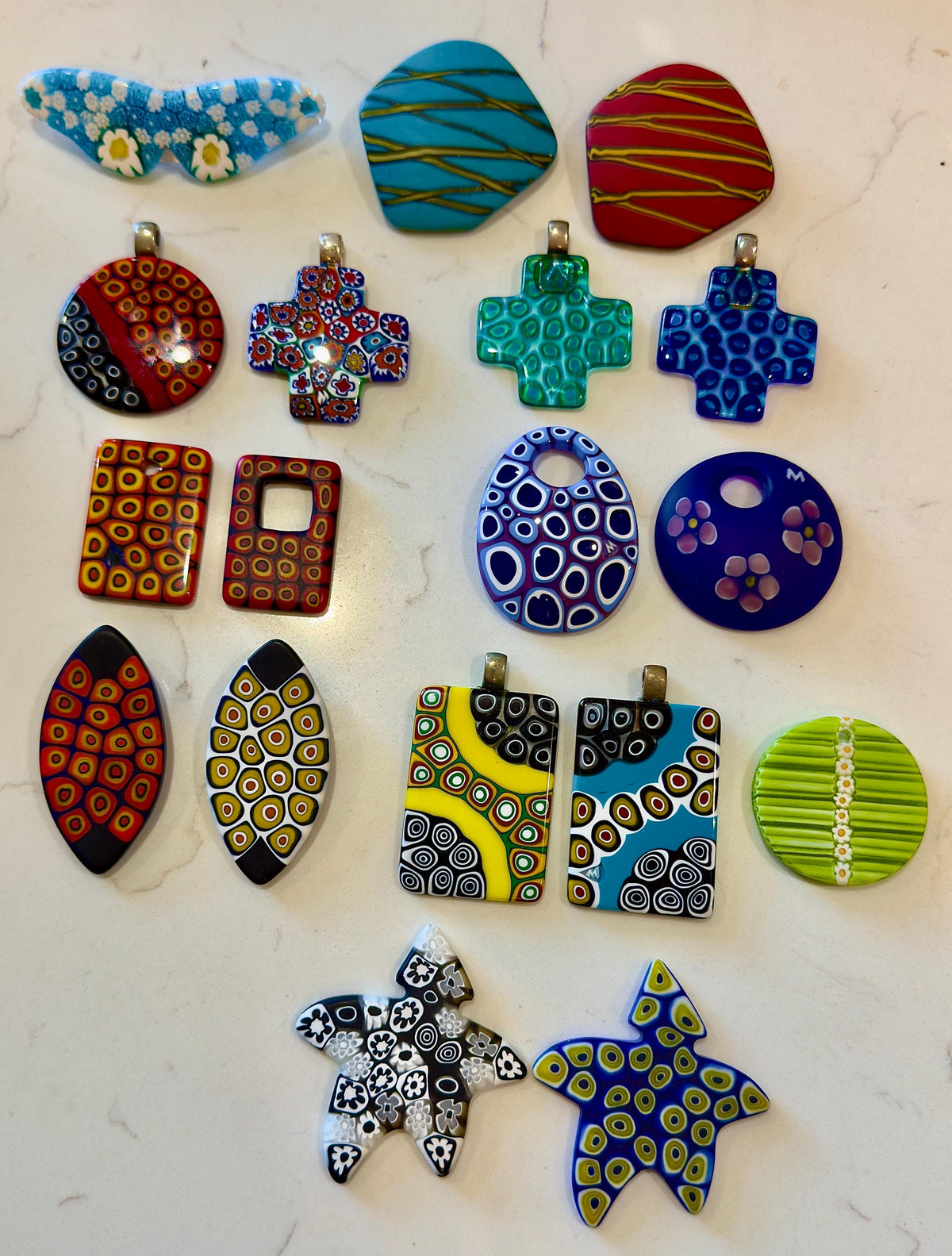 Ercole Moretti Rare Cross Pendant-Choice of or Aqua Pasiley Aqua Flowered, Cobalt Blue Pasiley, or Cobalt with Green Olives NWT