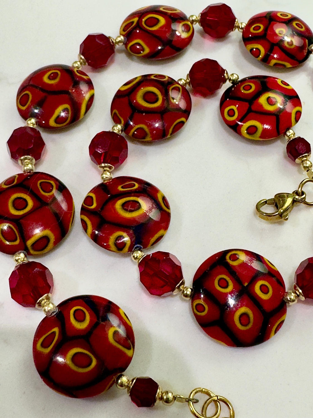 Rosario Leonardi Burnt Sienna Beauty Featuring Ercole Moretti Murano Millefiori Glass Beaded Necklace