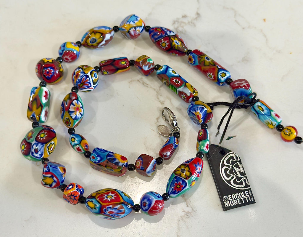 SOLD OUT Ercole Moretti Murano Millefiori Glass Bead Necklace, Italy