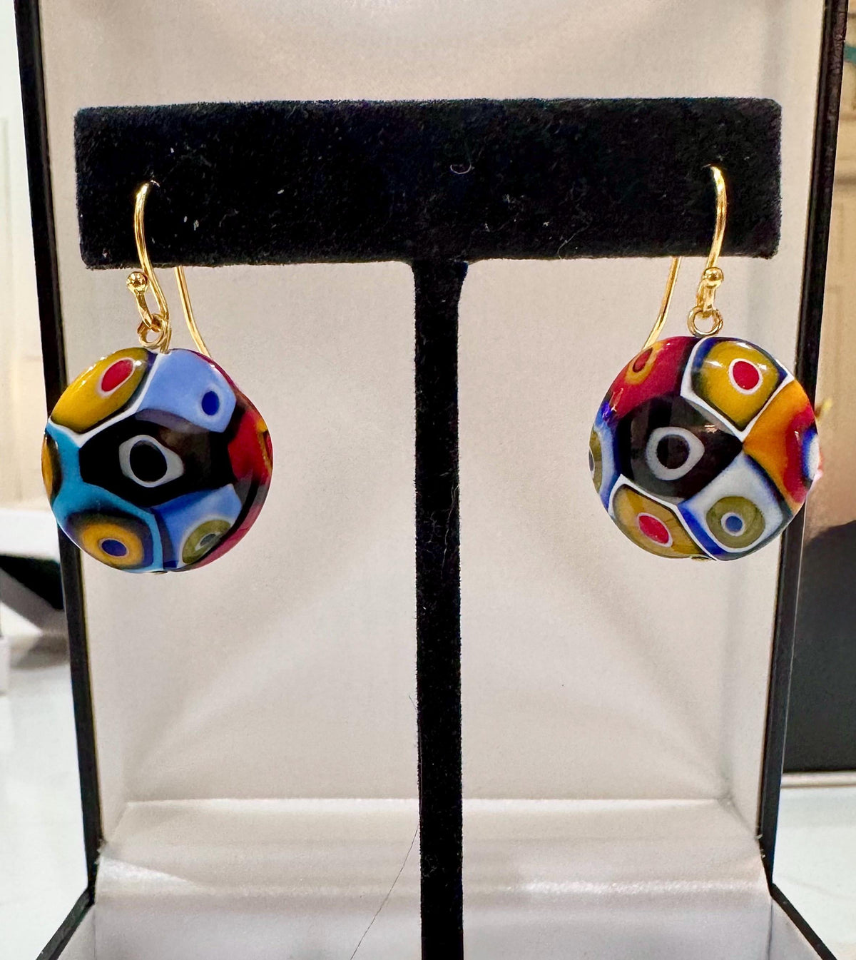 Handmade Sterling Silver Millefiori Beaded Earrings, Ercole Moretti