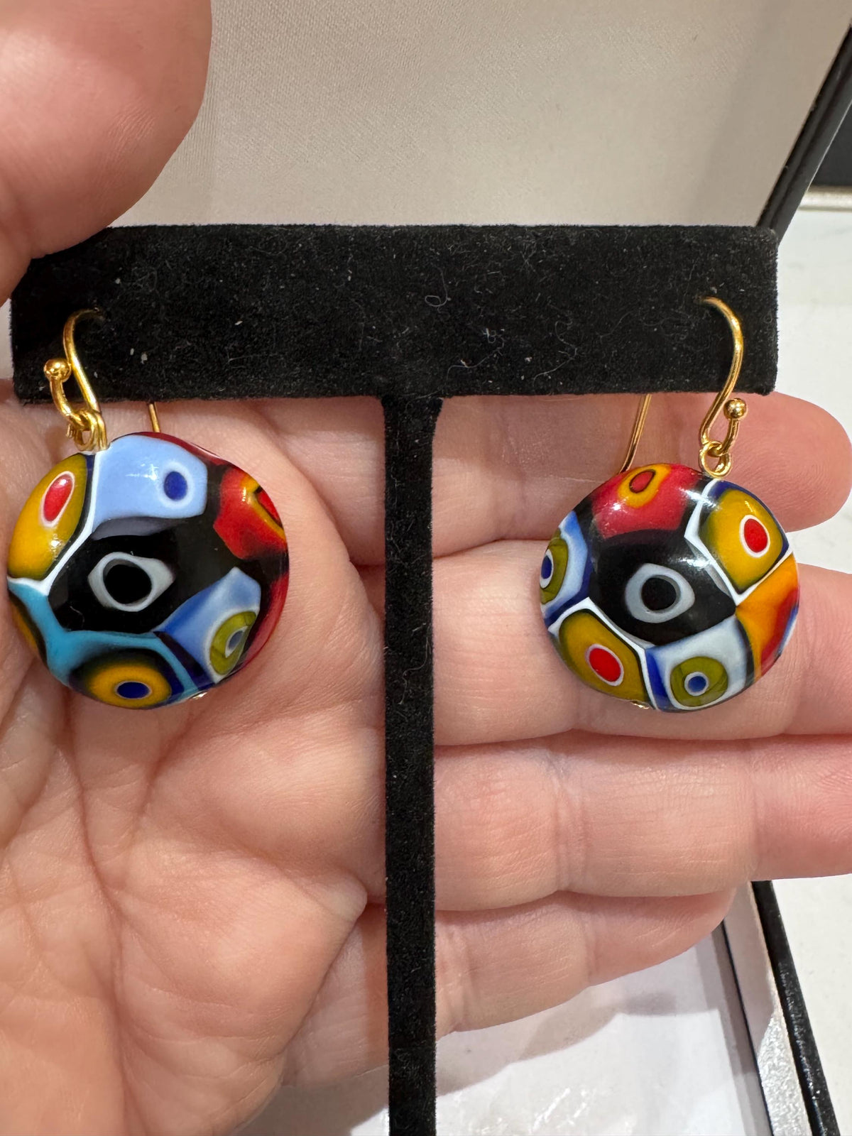 Handmade Sterling Silver Millefiori Beaded Earrings, Ercole Moretti