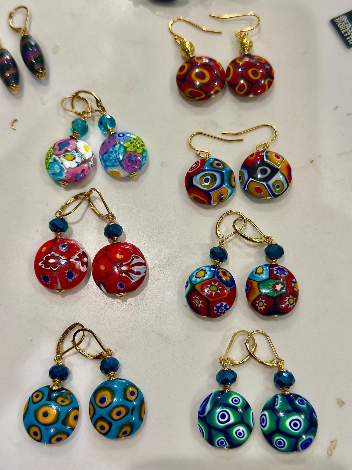 Handmade Sterling Silver Millefiori Beaded Earrings, Ercole Moretti
