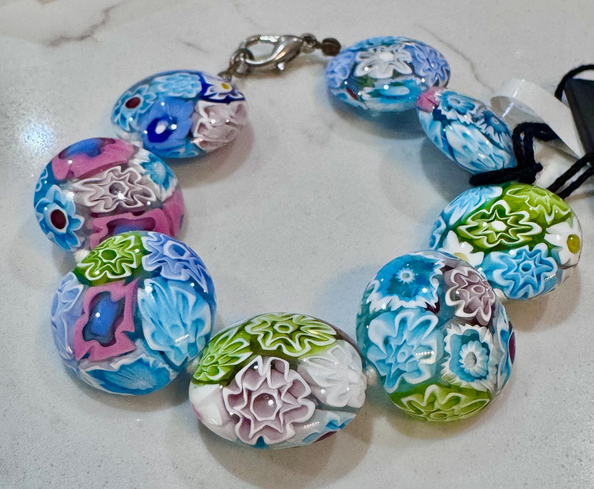 Ercole Moretti Coin Beaded Bracelet in Spring Colors