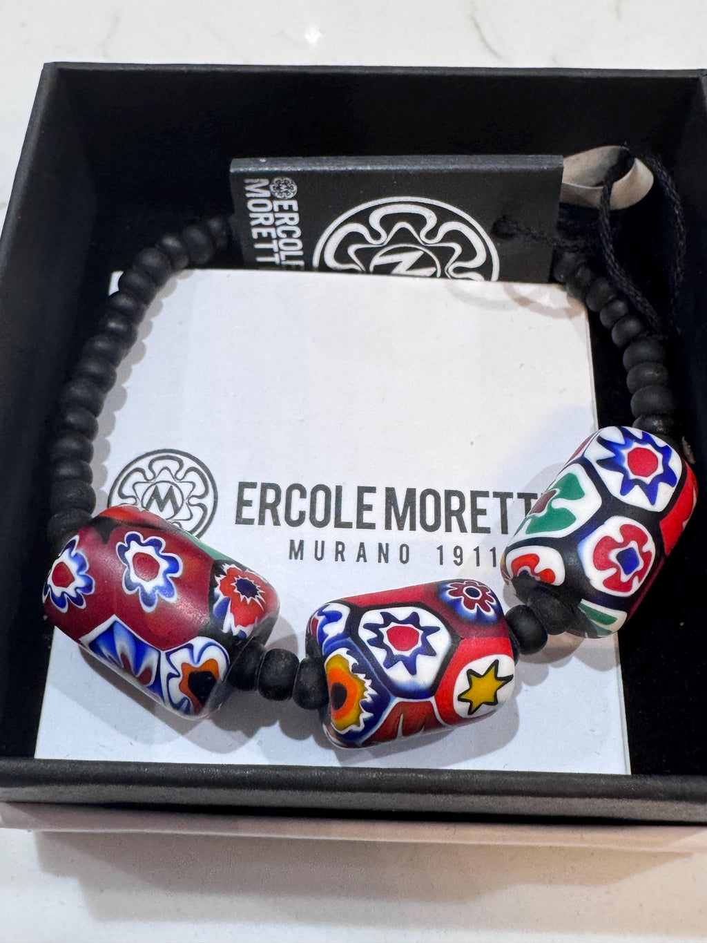 Stretchy Ercole Moretti Beaded Bracelet in Traditional Flagship Bead in Tube Shape
