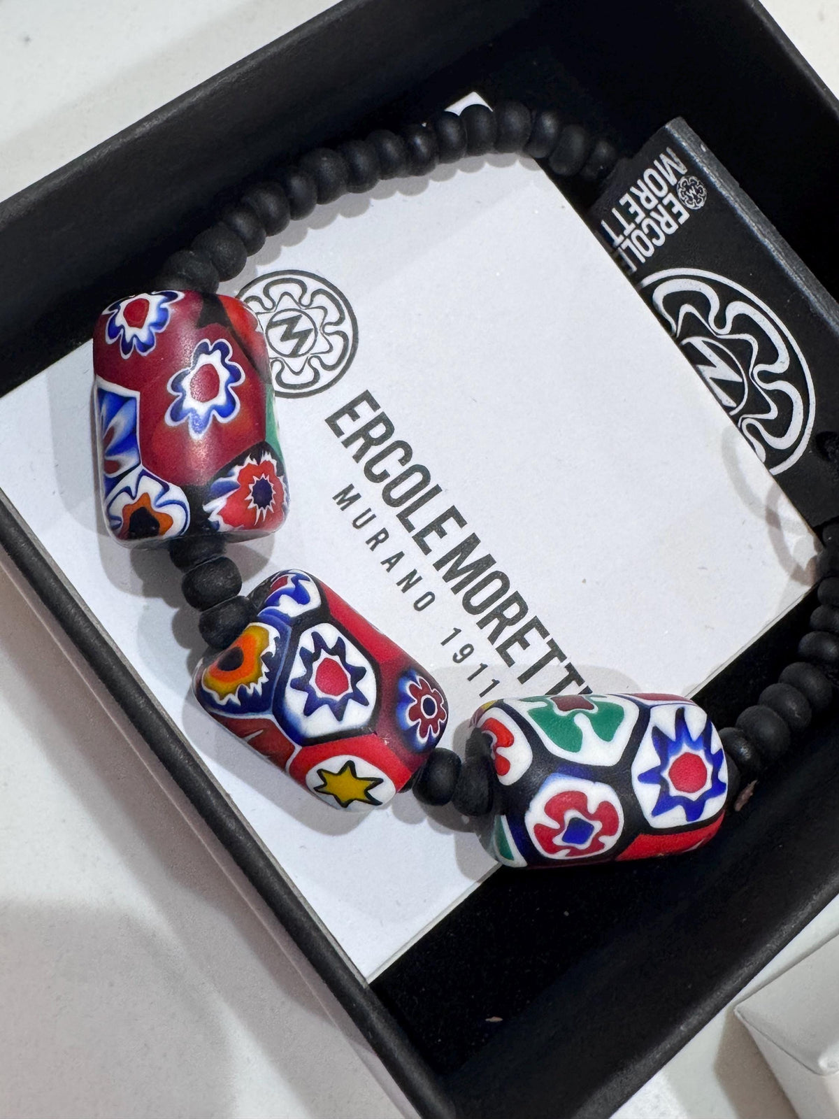Stretchy Ercole Moretti Beaded Bracelet in Traditional Flagship Bead in Tube Shape