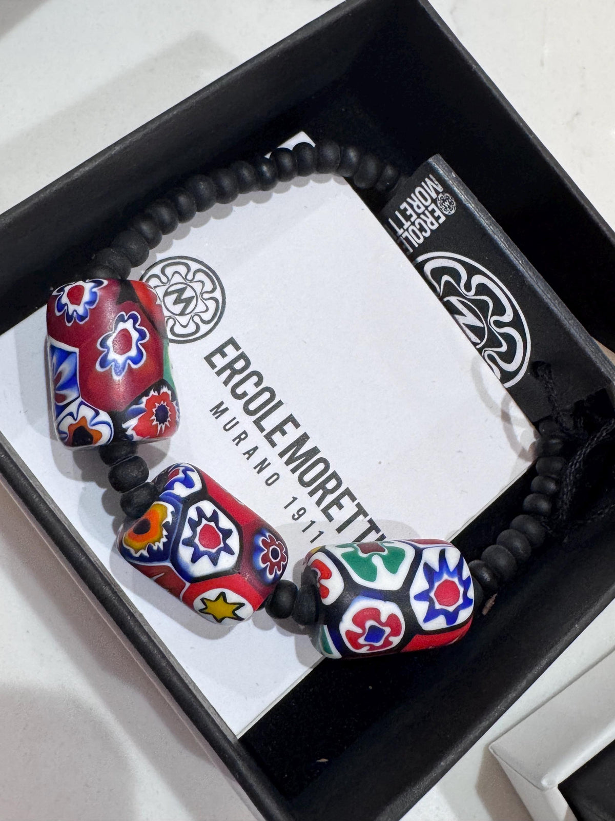 Stretchy Ercole Moretti Beaded Bracelet in Traditional Flagship Bead in Tube Shape