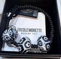 Ercole Moretti Murano Beaded Bracelet - Black and White Egg Bead