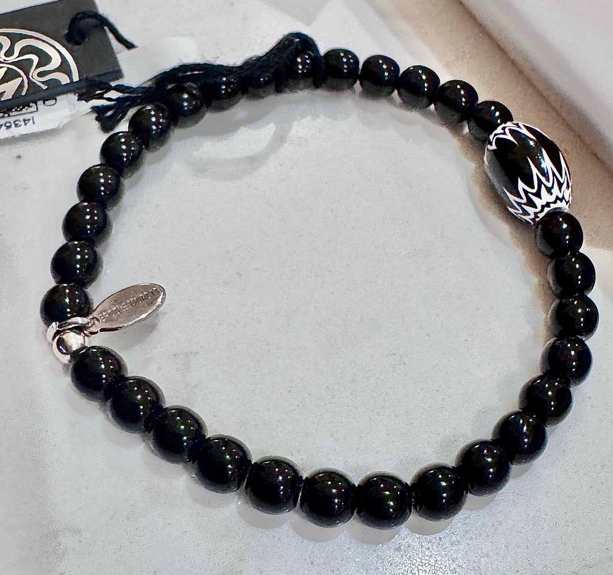 Stretchy Ercole Moretti Black and White Chevron Bracelet