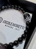 Stretchy Ercole Moretti Black and White Chevron Bracelet