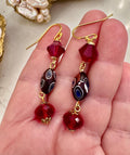 Vintage Ercole Moretti Murano Glass Earrings, Red Crystal, Gold Vermeil