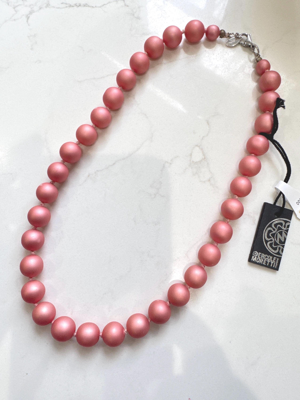 Ercole Moretti Seafoam Green Murano Glass Necklace, Vintage NWT