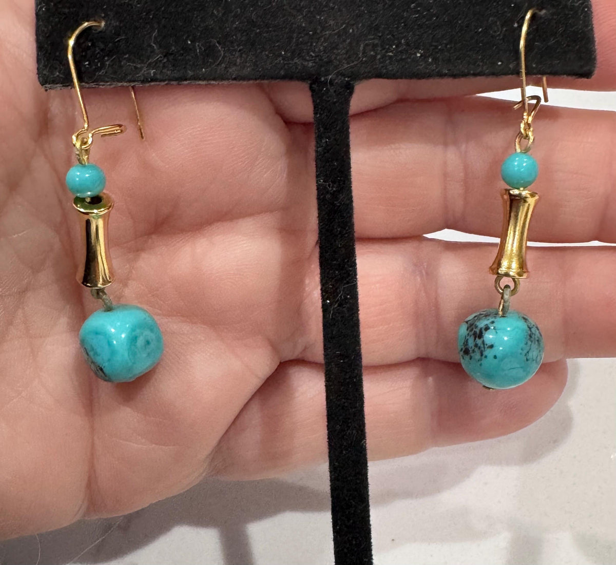 Uncirculated Vintage Ercole Moretti Art Deco Earrings in -Torquoise Marblized Look -Extremely Rare