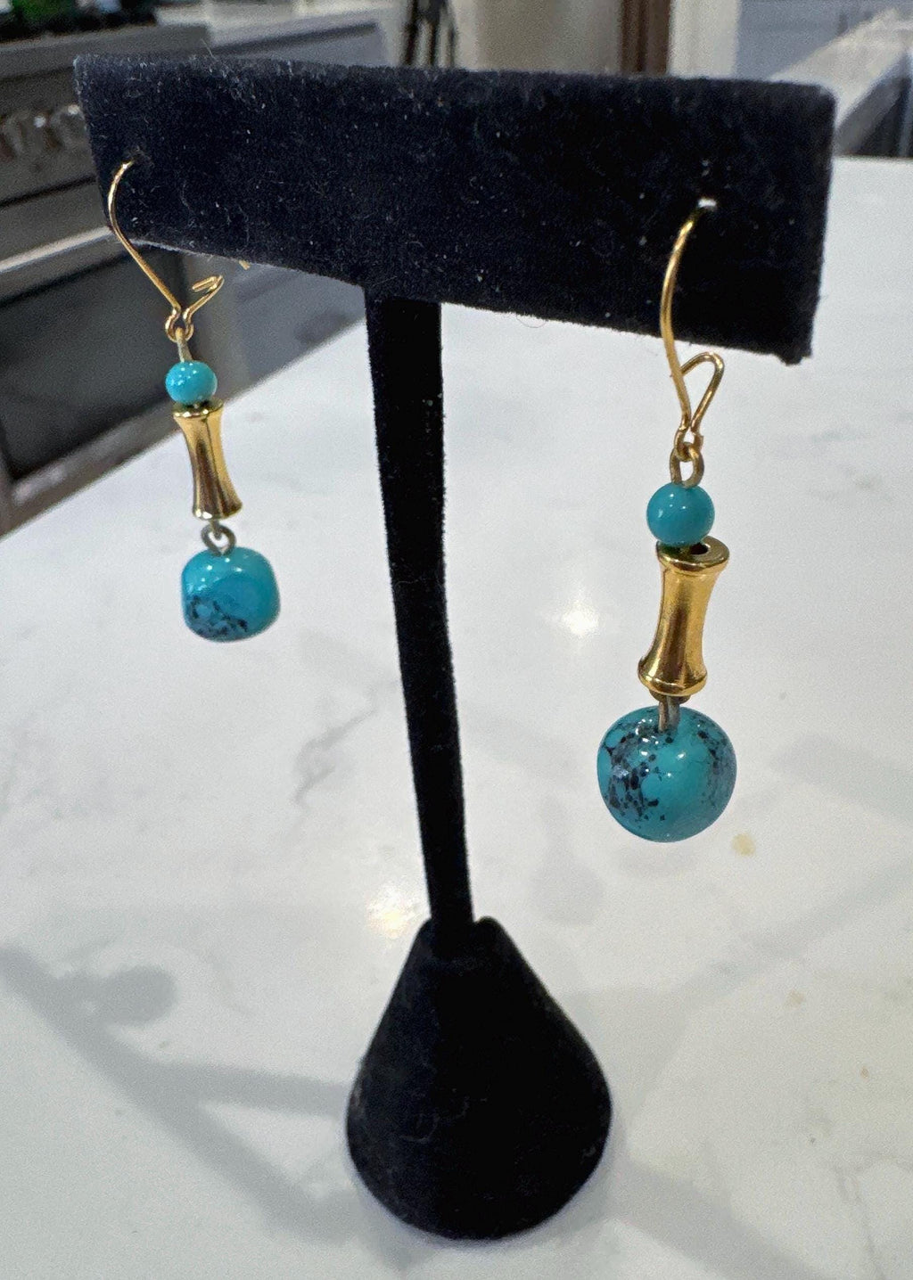 Uncirculated Vintage Ercole Moretti Art Deco Earrings in -Torquoise Marblized Look -Extremely Rare