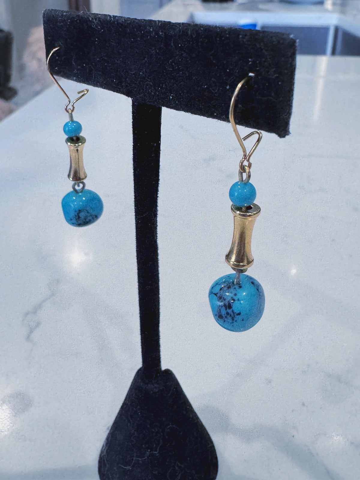 Uncirculated Vintage Ercole Moretti Art Deco Earrings in -Torquoise Marblized Look -Extremely Rare