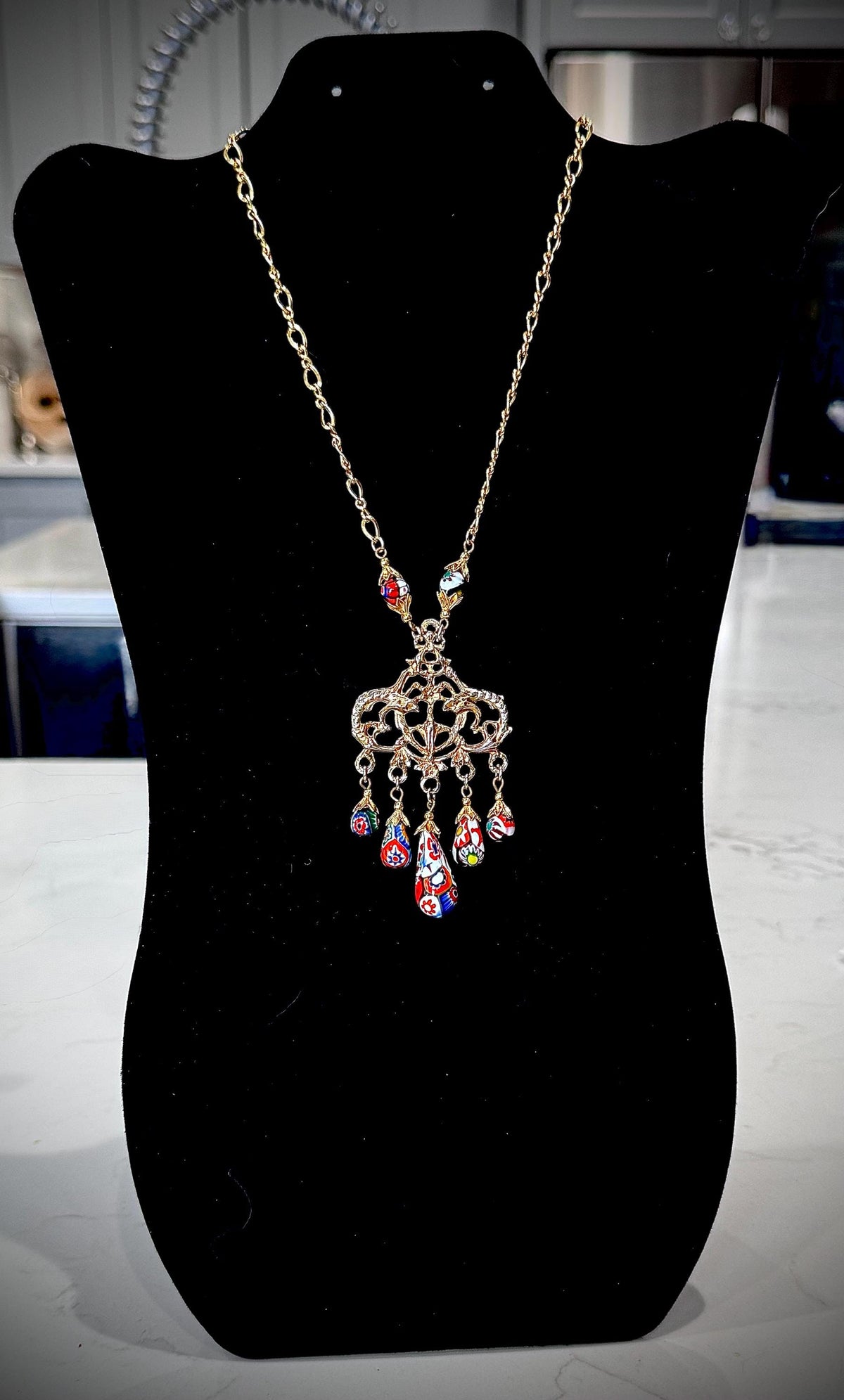 Art Deco Ercole Moretti Bead Necklace & Sterling Silver Earrings Set