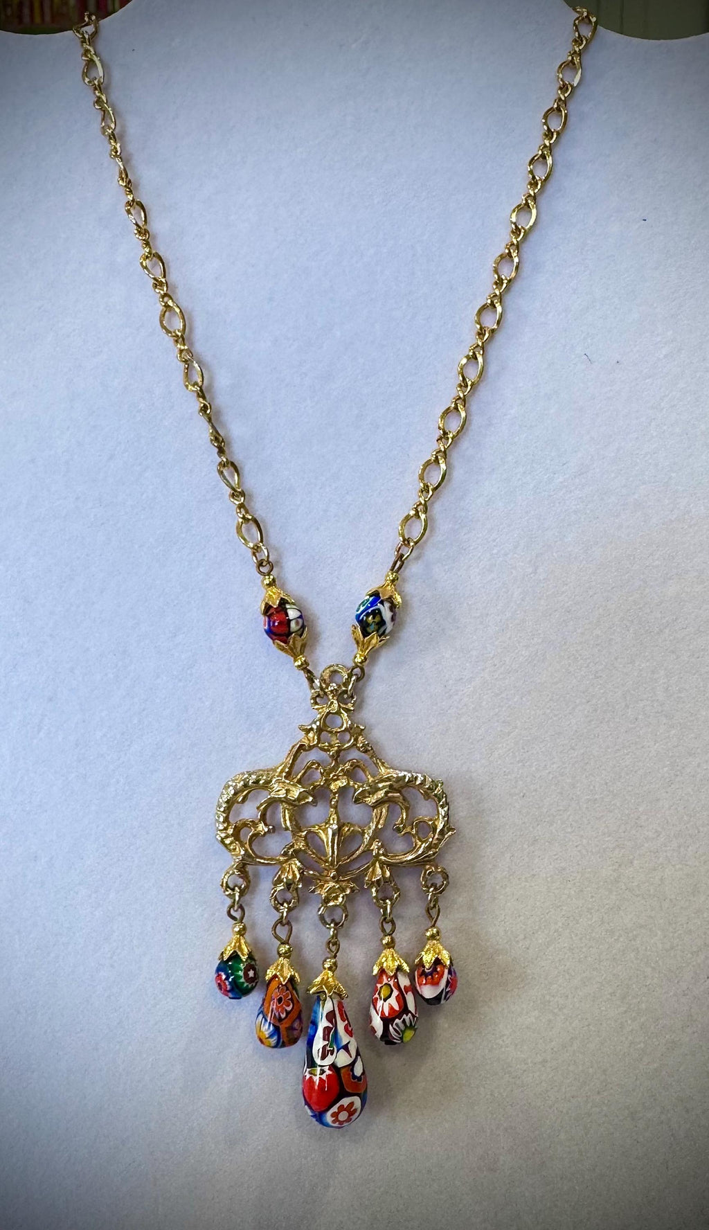 Art Deco Ercole Moretti Bead Necklace & Sterling Silver Earrings Set
