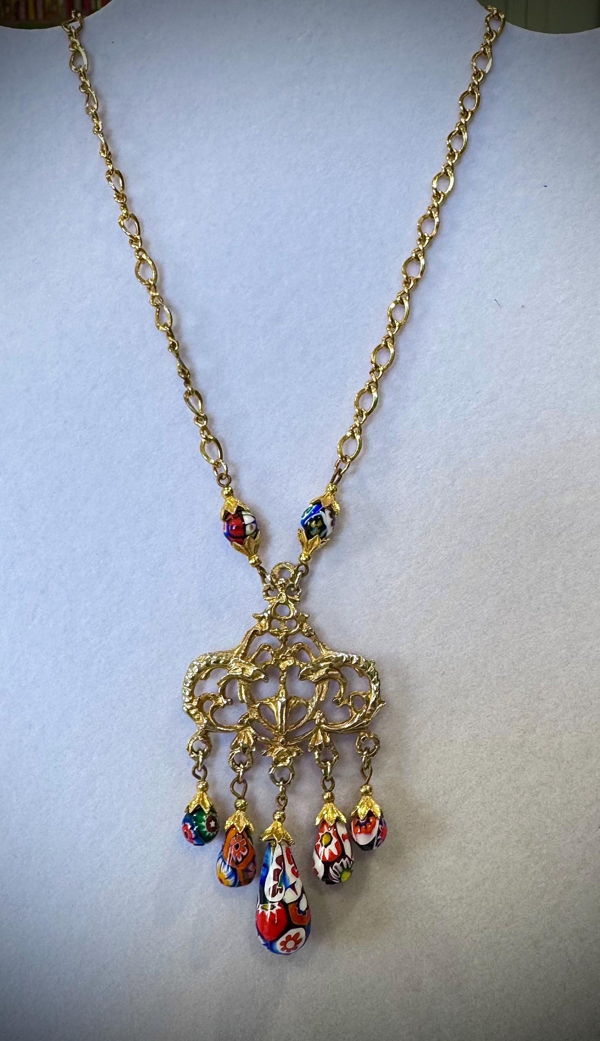 Art Deco Ercole Moretti Bead Necklace & Sterling Silver Earrings Set