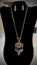 Art Deco Ercole Moretti Bead Necklace & Sterling Silver Earrings Set
