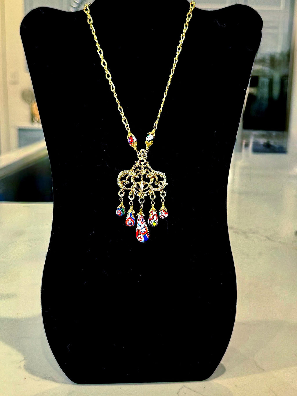 Art Deco Ercole Moretti Bead Necklace & Sterling Silver Earrings Set