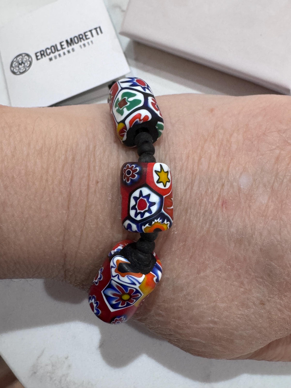 Stretchy Ercole Moretti Beaded Bracelet in Traditional Flagship Bead in Tube Shape