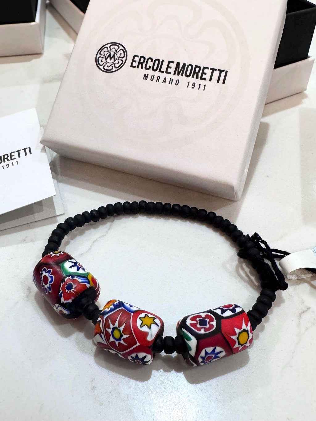 Stretchy Ercole Moretti Beaded Bracelet in Traditional Flagship Bead in Tube Shape