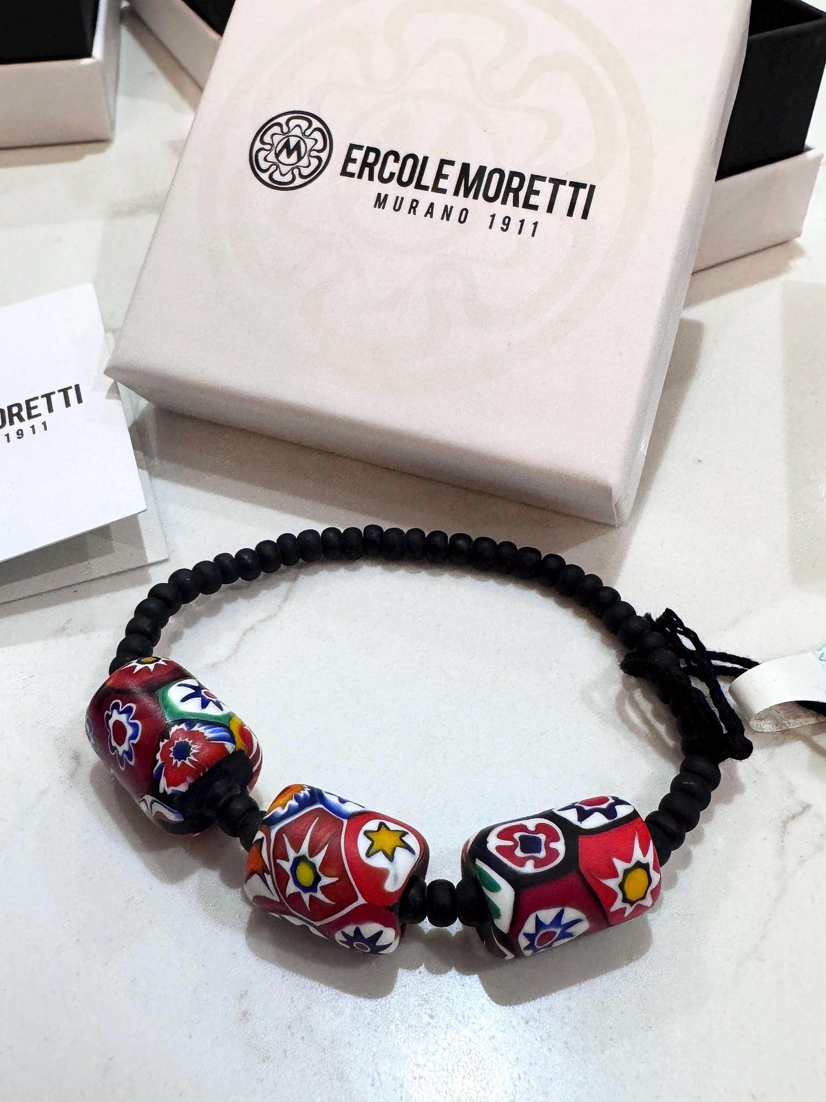 Stretchy Ercole Moretti Beaded Bracelet in Traditional Flagship Bead in Tube Shape