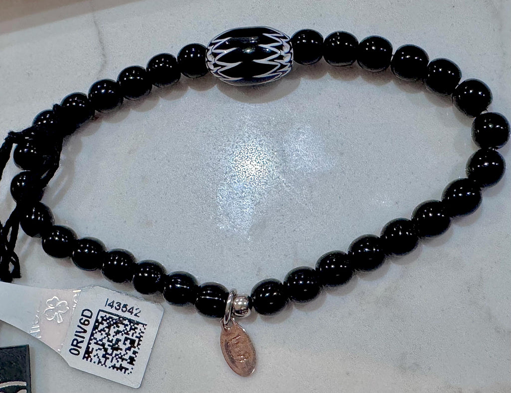 Stretchy Ercole Moretti Black and White Chevron Bracelet