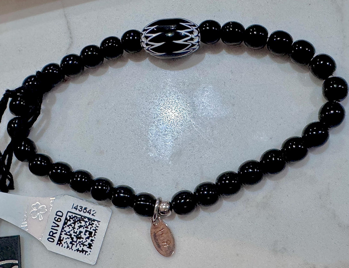 Stretchy Ercole Moretti Black and White Chevron Bracelet