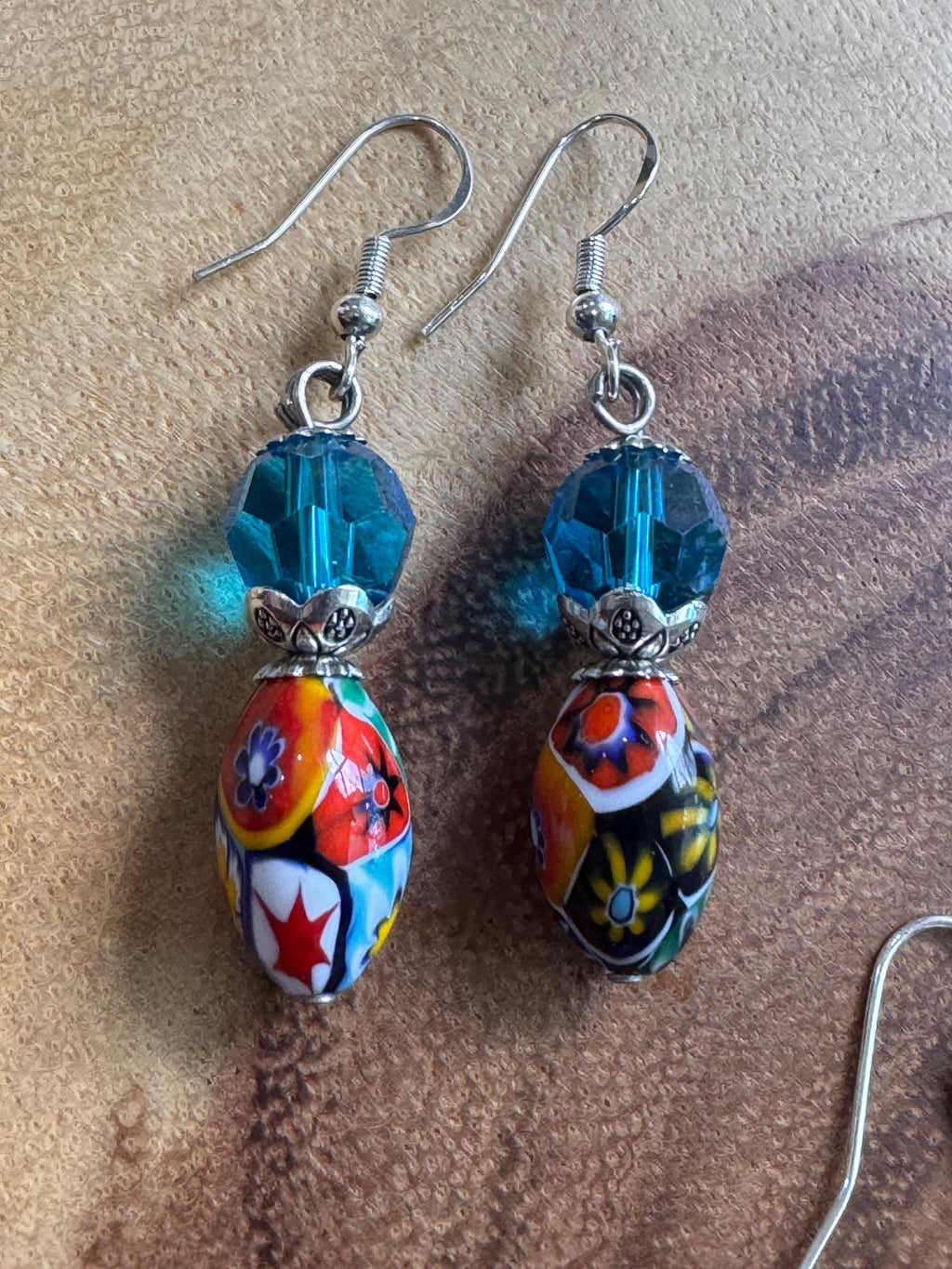 Your Choice Vintage Murano Millefiori Dangle Earrings: Sterling Silver Earrings