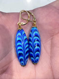 Vintage Millefiori Feathered Bead Earrings, Sterling Silver Vermeil
