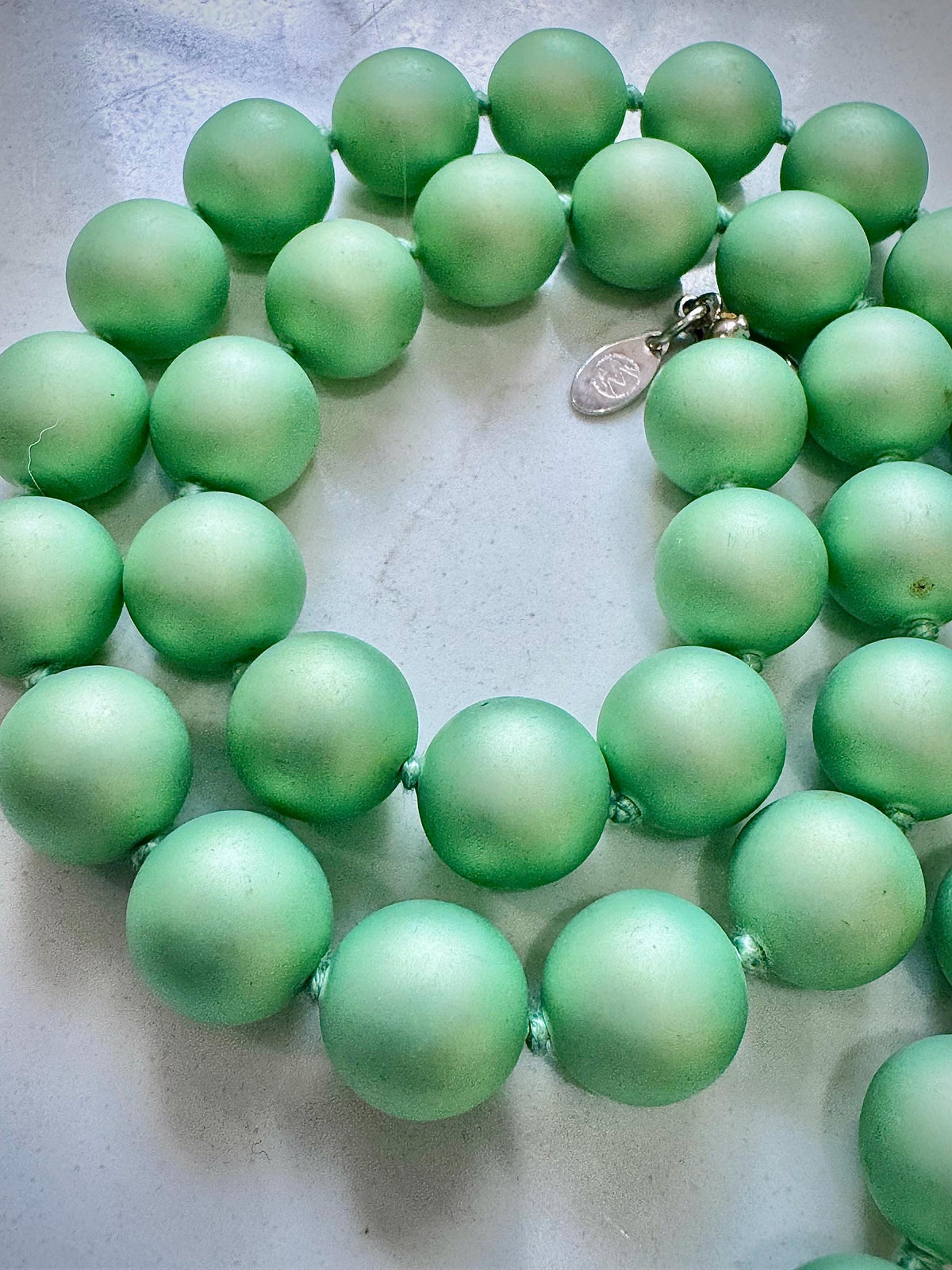 Ercole Moretti Seafoam Green Murano Glass Necklace, Vintage NWT