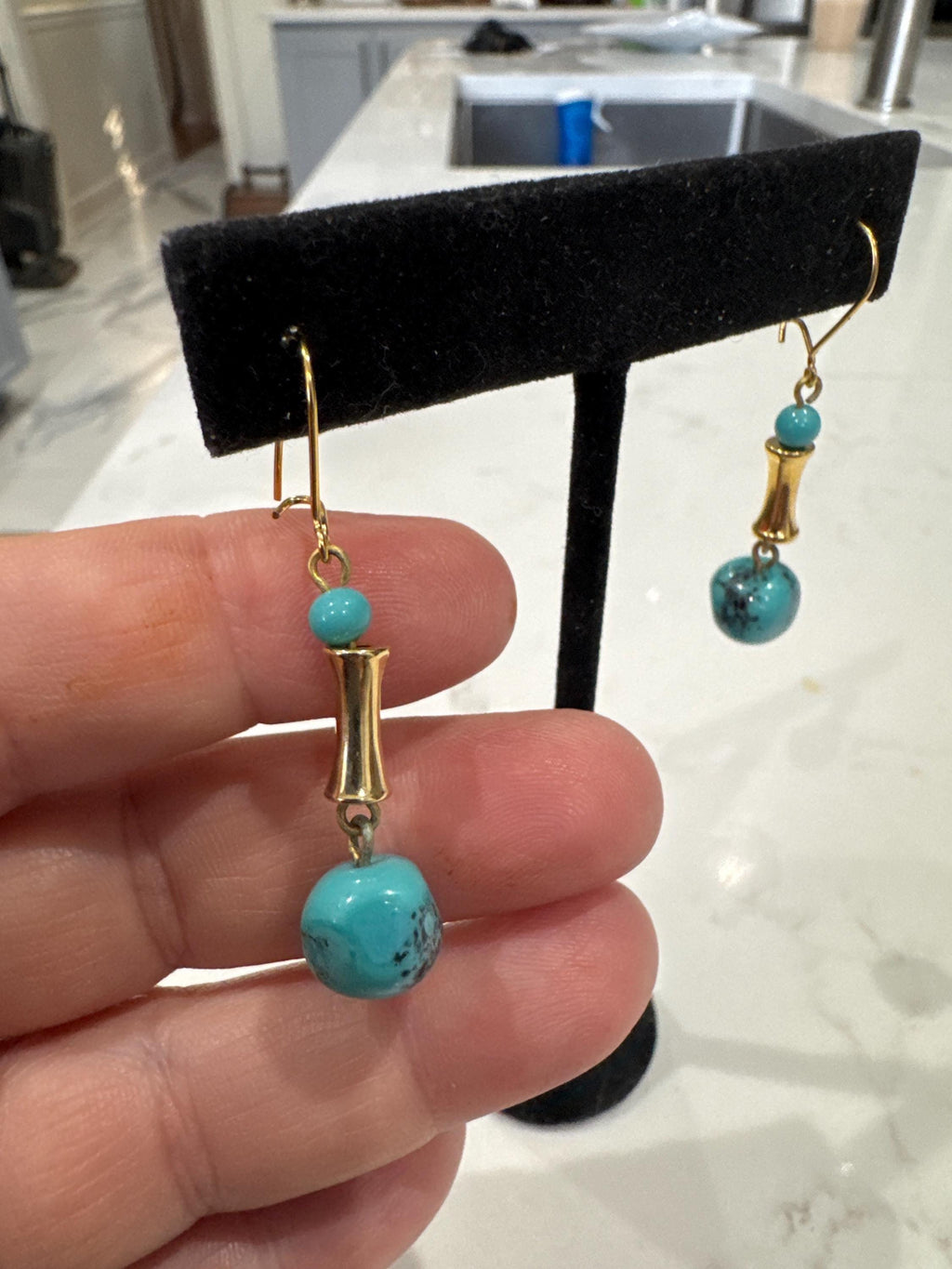 Uncirculated Vintage Ercole Moretti Art Deco Earrings in -Torquoise Marblized Look -Extremely Rare