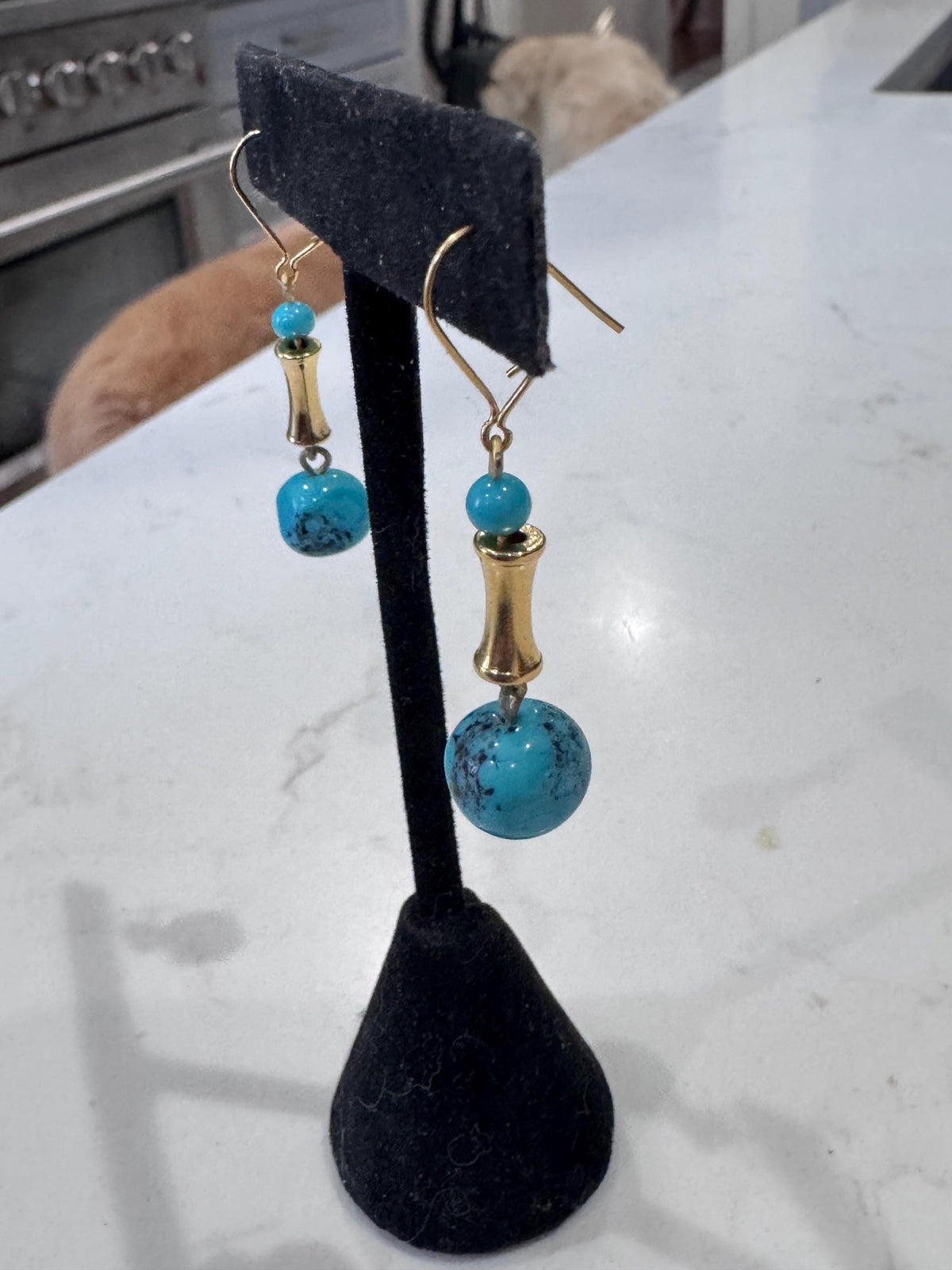 Uncirculated Vintage Ercole Moretti Art Deco Earrings in -Torquoise Marblized Look -Extremely Rare