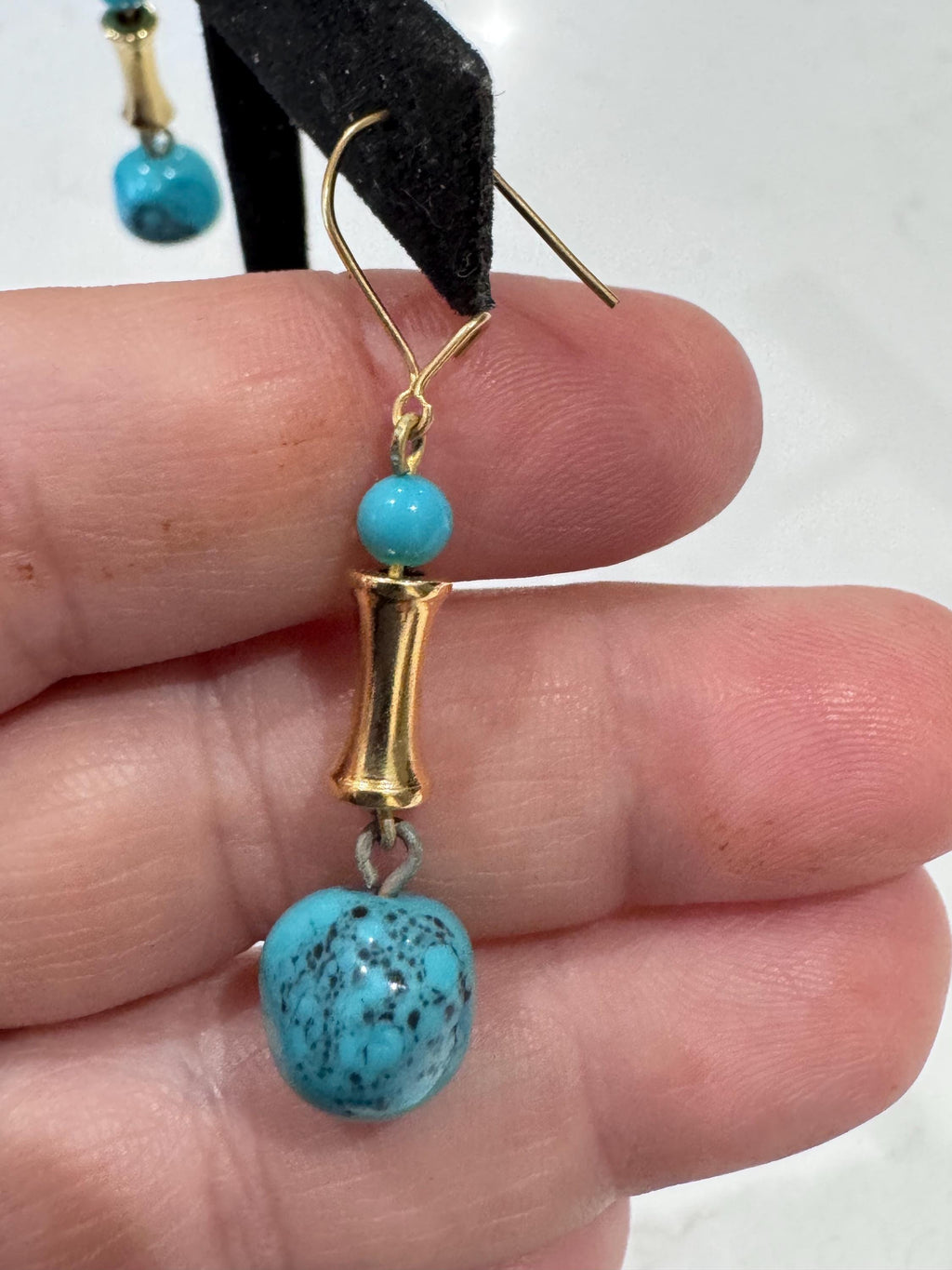 Uncirculated Vintage Ercole Moretti Art Deco Earrings in -Torquoise Marblized Look -Extremely Rare