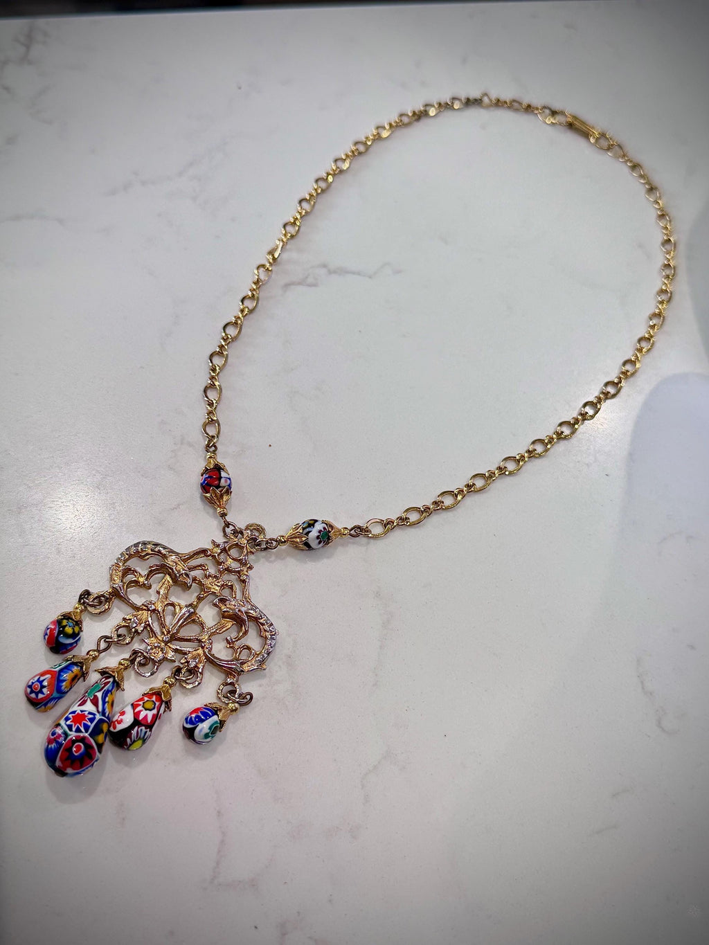 Art Deco Ercole Moretti Bead Necklace & Sterling Silver Earrings Set