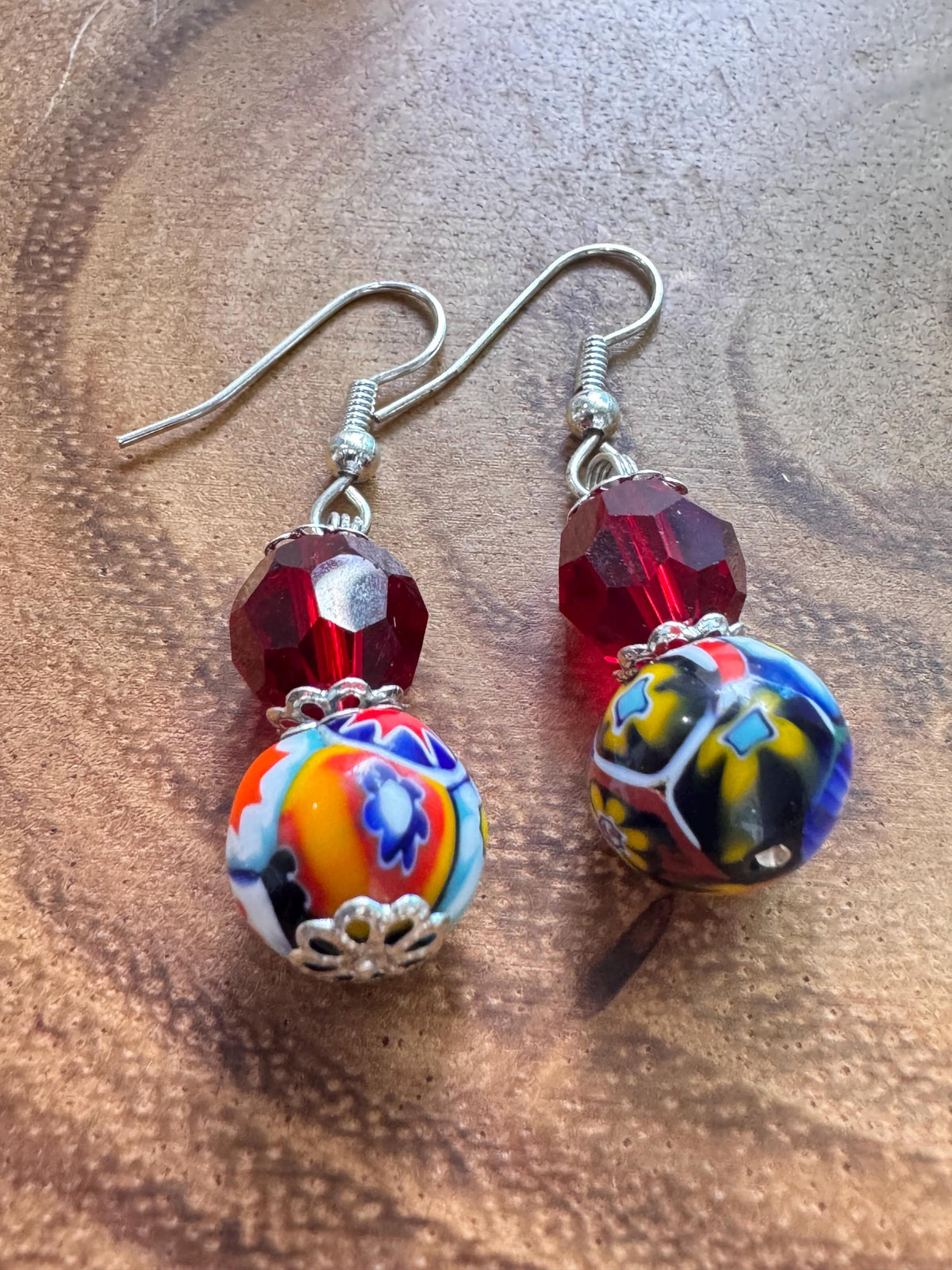Your Choice Vintage Murano Millefiori Dangle Earrings: Sterling Silver Earrings