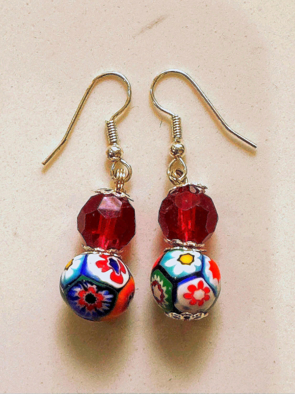 Your Choice Vintage Murano Millefiori Dangle Earrings: Sterling Silver Earrings