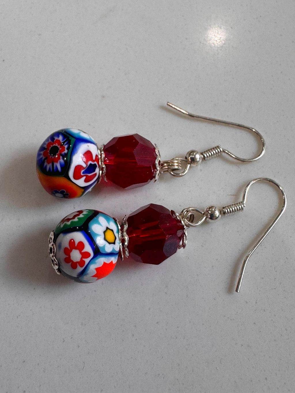 Your Choice Vintage Murano Millefiori Dangle Earrings: Sterling Silver Earrings