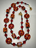 28” Rosario Leonardi Burnt Sienna Beauty Featuring Ercole Moretti Murano Millefiori Glass Beaded Necklace