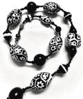 Rosario Leonardi Black White Murano Glass Necklace, Custom Ercole Moretti Beads